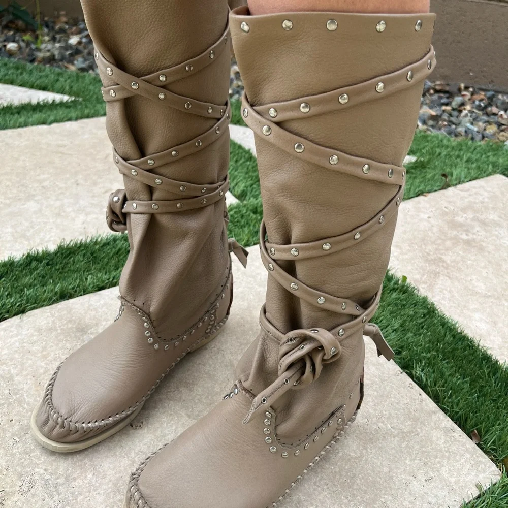 Hector Riccione moccasin boots tan leather - Picture 3 of 15